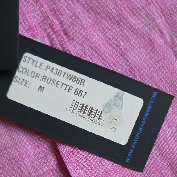 NWT Linen Patrick Assaraf Mauvey Pink Short Sleeve Shirt Harry Rosen M - Picture 7 of 12